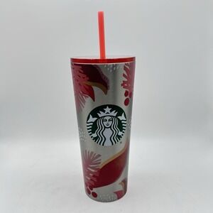 NWT STARBUCKS 2019 Christmas Holiday STAINLESS STEEL TUMBLER 24oz Cold Cup HOLLY